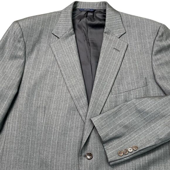 Brooks Brothers Madison Saxxon Blazer Mens Size 44L Gray Pinstripes USA - Picture 2 of 11